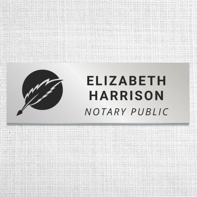 Porte-nom Logo de notaire public argent (Créateur téléchargé)