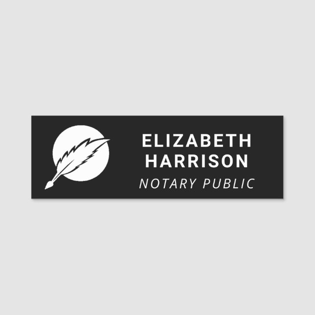 Porte-nom Logo de notaire public noir (Devant)
