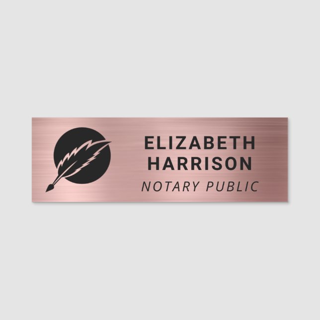 Porte-nom Logo de notaire public Rose Gold (Devant)
