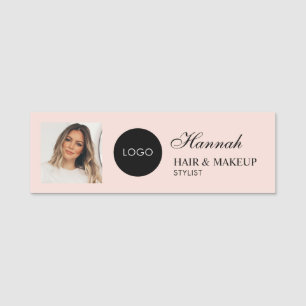 Porte-nom Logo de photo de coiffure et de maquillage en écri