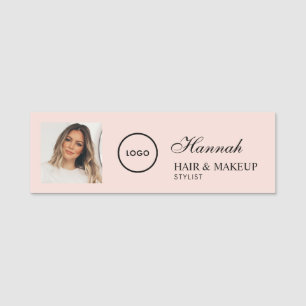 Porte-nom Logo de photo de coiffure et de maquillage en écri