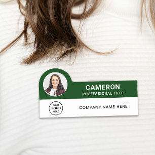Porte-nom Logo de société de photo moderne vert foncé pour e