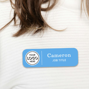 Porte-nom Logo de société moderne bleu clair Employé