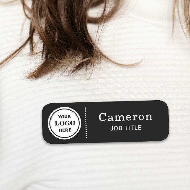 Porte-nom Logo de société moderne employé noir (Créateur téléchargé)