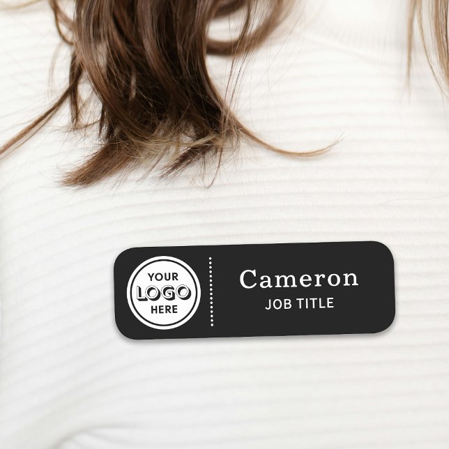 Porte-nom Logo de société moderne employé noir (Créateur téléchargé)