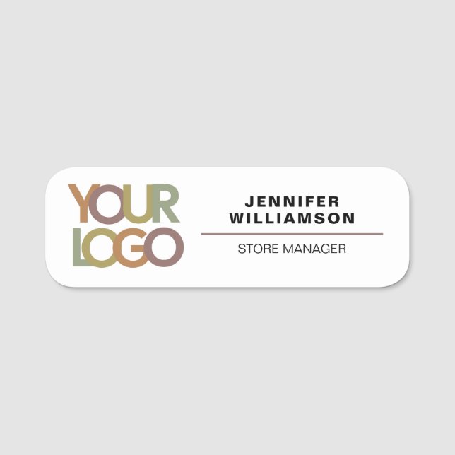 Porte-nom Logo de société personnalisable & Nom de l'employé (Devant)