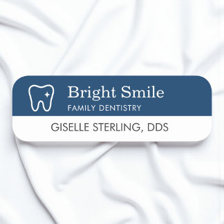Porte-nom Logo Dentiste Dents Bleu Marine Bureau Moderne