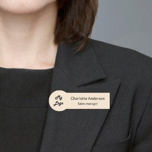 Porte-nom Logo d'entreprise beige magnétique employé