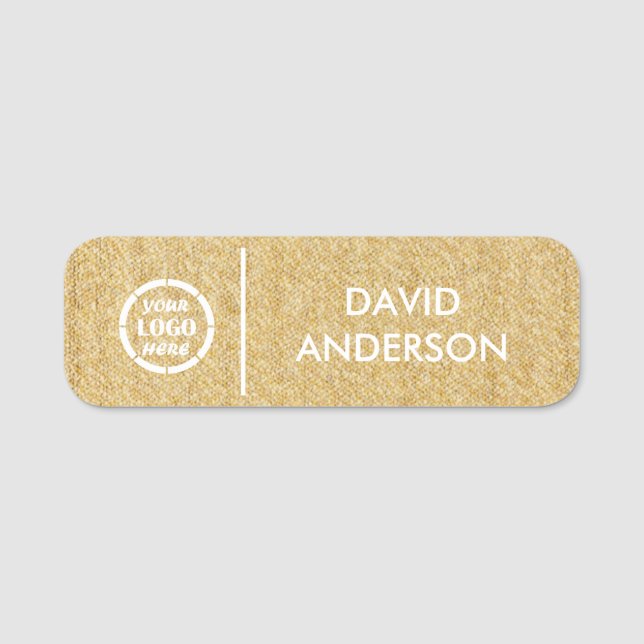 Porte-nom Logo d'entreprise beige personnalisé Personnel emp (Devant)