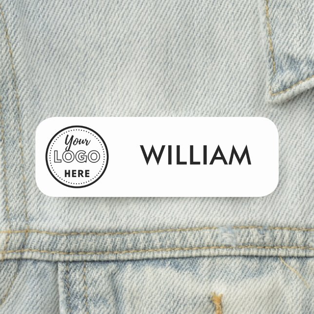 Porte-nom Logo d'entreprise blanc Personnel employé minimali (Créateur téléchargé)