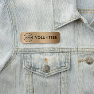 Porte-nom Logo d'entreprise de finition métal or bénévole