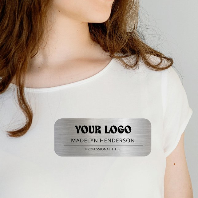 Porte-nom Logo d'entreprise de marque argent métallique empl (Créateur téléchargé)