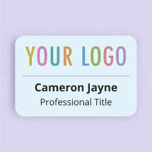 Porte-nom Logo d'entreprise d'étiquette nominative bleu clai