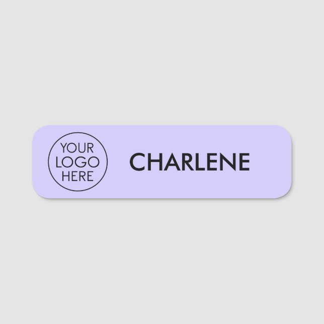 Porte-nom Logo d'entreprise | Employé léger pourpre (Devant)