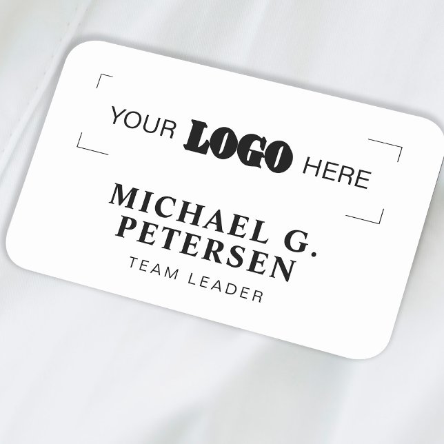 Porte-nom Logo d'entreprise employé professionnel blanc noir (Créateur téléchargé)