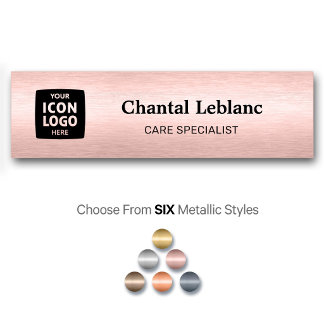 Porte-nom Logo d'entreprise en rose gold brossé ID professio