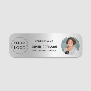 Porte-nom Logo d'entreprise Faux Silver Photo d'employé