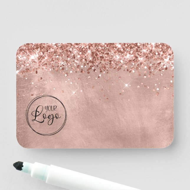 Porte-nom Logo d'entreprise Gold Rose Glittery (En situation)