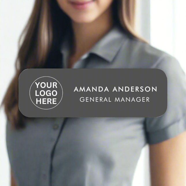 Porte-nom Logo d'entreprise l Clean Grey Professional Compan (Créateur téléchargé)