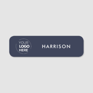 Porte-nom Logo d'entreprise Marine Blue Minimalist Employé