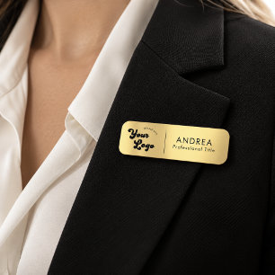 Porte-nom Logo d'entreprise minimaliste Gold Safety Pin