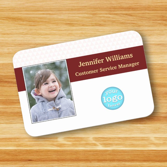 Porte-nom Logo d'entreprise moderne ID photo de l'employé (Modern Business Logo Employee Executive Photo ID Name Tag)