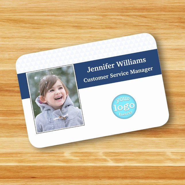 Porte-nom Logo d'entreprise moderne - ID photo de l'employé  (Modern Business Logo Corporate Employee Photo ID Name Tag)