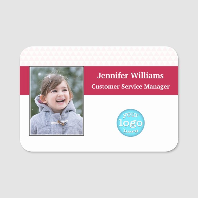 Porte-nom Logo d'entreprise moderne - ID photo de l'employé (Devant)