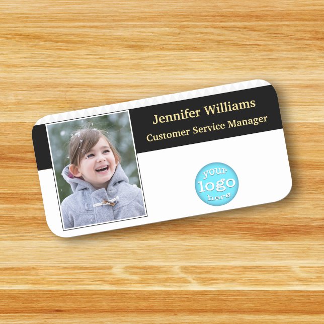 Porte-nom Logo d'entreprise moderne Photo d'identité de l'en (Modern Business Logo Corporate Executive ID Photo Name Tag)