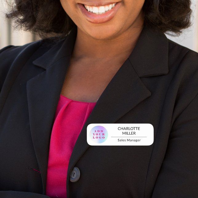 Porte-nom Logo d'entreprise noir employé blanc moderne (Créateur téléchargé)