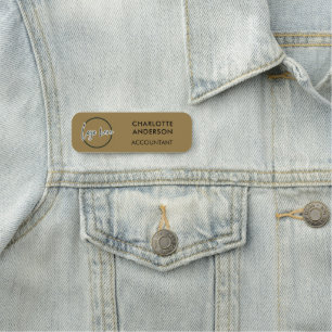Porte-nom Logo d'entreprise personnalisé Employé de base Or