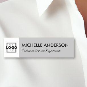 Porte-nom Logo d'entreprise personnalisé Gris du personnel d