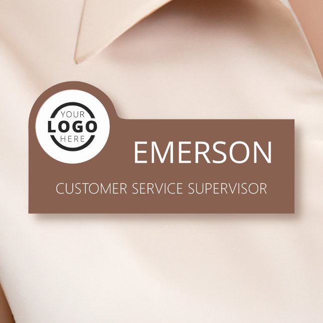 Porte-nom Logo d'entreprise personnalisé Nom Brown de base d (Créateur téléchargé)