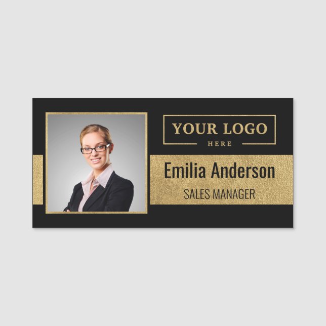 Porte-nom Logo d'entreprise personnalisé Photo d'employé d'e (Devant)