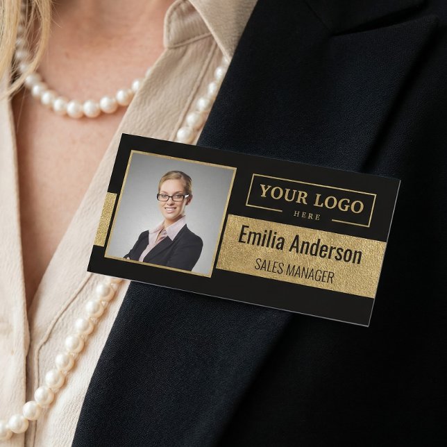 Porte-nom Logo d'entreprise personnalisé Photo d'employé d'e (Créateur téléchargé)