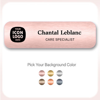 Porte-nom Logo d'entreprise Rose Gold Brossé ID Professionne