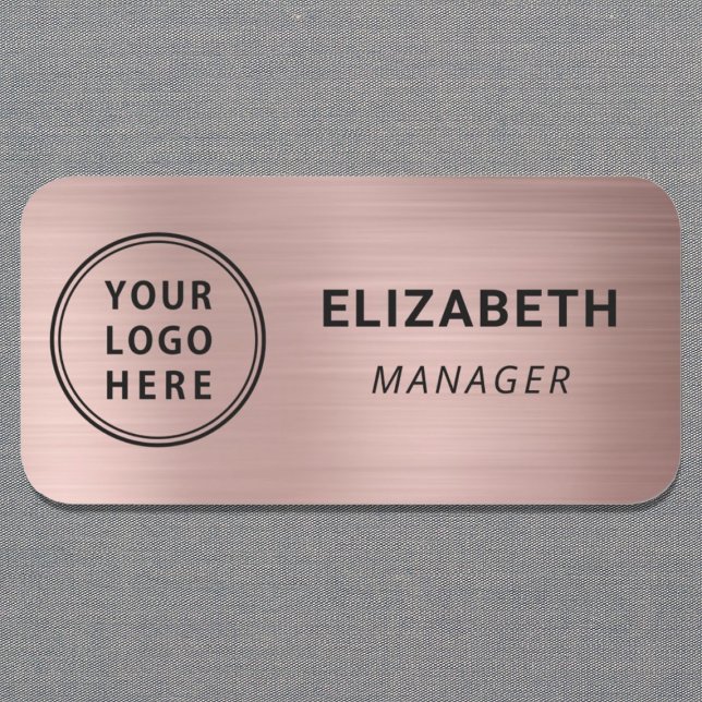 Porte-nom Logo d'entreprise Rose Gold Professionnel (Créateur téléchargé)