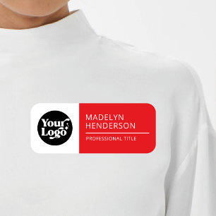 Porte-nom Logo d'entreprise rouge blanc Employé magnétique
