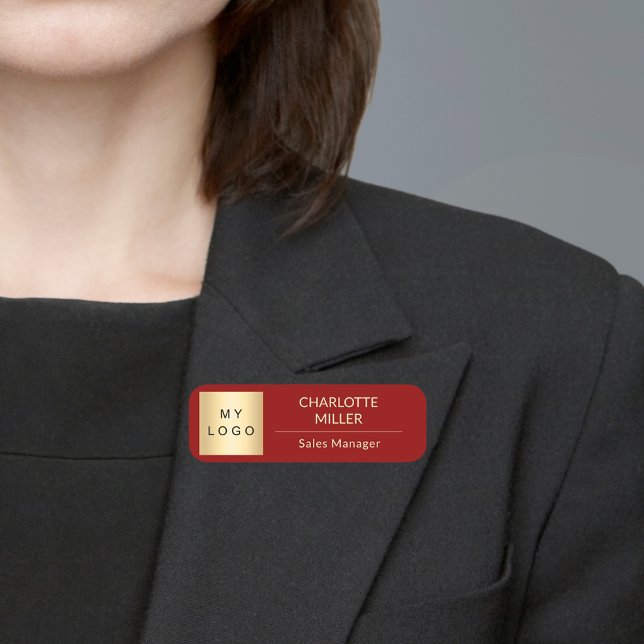 Porte-nom Logo d'entreprise rouge employé moderne (Créateur téléchargé)