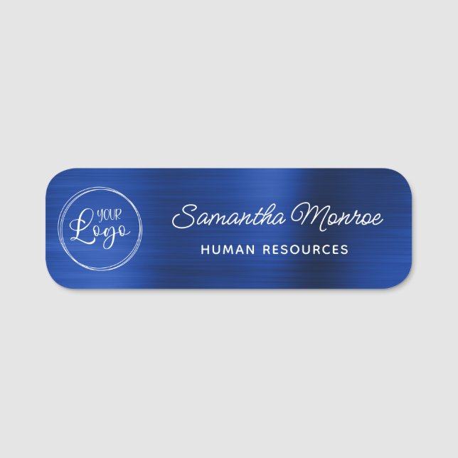 Porte-nom Logo d'entreprise Royal Navy Blue Foil (Devant)