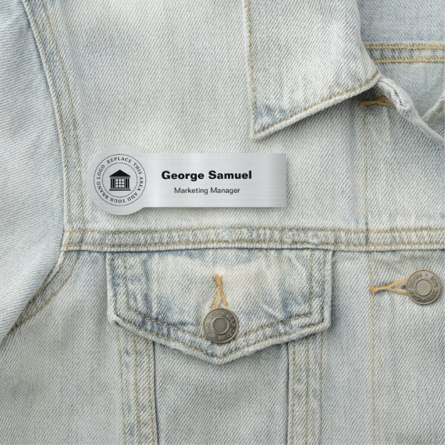 Porte-nom Logo d'entreprise simple | Name | Désignation (En situation)