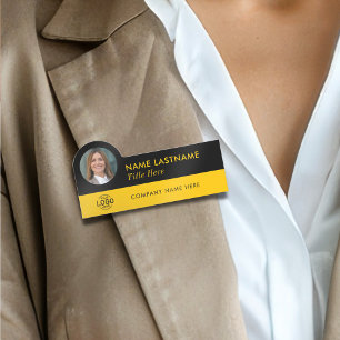 Porte-nom Logo d'ID photo personnalisé Employé jaune moderne