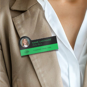 Porte-nom Logo d'identification photo moderne vert noir empl