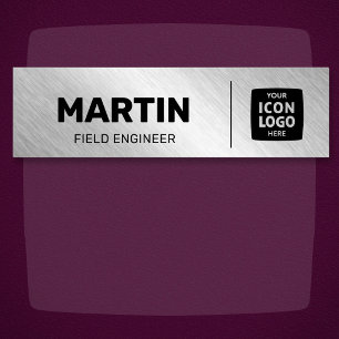 Porte-nom Logo du prénom en argent brossé ID de l'employé