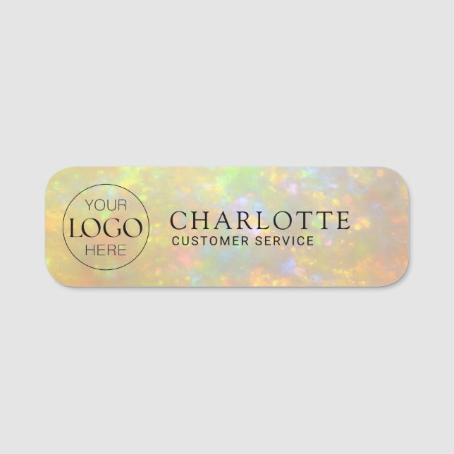 Porte-nom Logo | Elegant Opal Stone Texture Employee/ Staff (Devant)