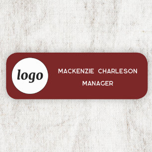 Porte-nom Logo Employé Entreprise Rouge foncé