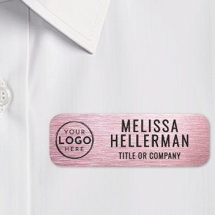Porte-nom Logo employé personnalisé Rose Gold Rose