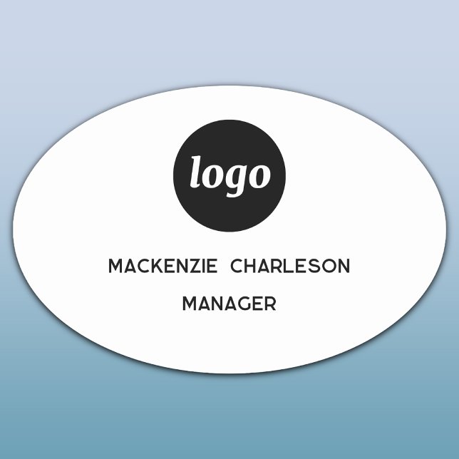 Porte-nom Logo Employé Personnel Magnétique ou Épinglette No (Simple logo with custom text business branding promotional magnetic or pin name tag badge)
