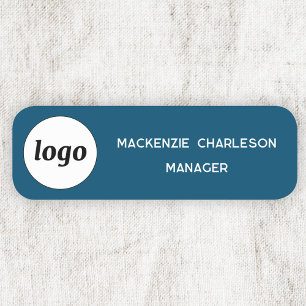Porte-nom Logo Employé Personnel Vert Turquoise Entreprise