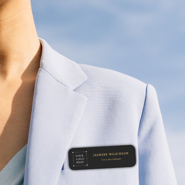 Porte-nom Logo en or noir Logo Médias sociaux modernes Icône (business logo modern,employee staff name tag,title department name tag,)